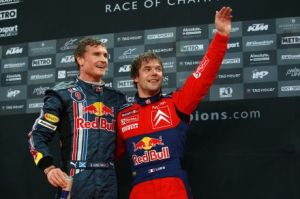 David Coulthard and Sebastian Loeb on RoC Podium